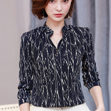 Elegant Long-Sleeve Chiffon Ruffle Work Tops