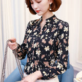 Elegant Long-Sleeve Chiffon Ruffle Work Tops