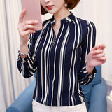 Elegant Long-Sleeve Chiffon Ruffle Work Tops