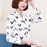 Elegant Long-Sleeve Chiffon Ruffle Work Tops