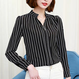 Elegant Long-Sleeve Chiffon Ruffle Work Tops