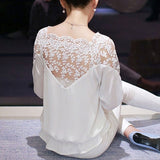 Hot 3\4 Sleeve Lace Hollow Chiffon Blouse