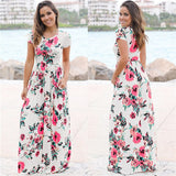 Floral Print Boho Beach Maxi Dress