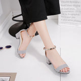 String Bead Open Toe Square heel