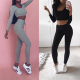 Two Piece Set Crop Top Legging Sweatpants Set