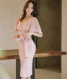 Elegant Bow Bodycon Pencil Sheath Retro Party Dress