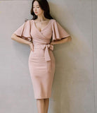 Elegant Bow Bodycon Pencil Sheath Retro Party Dress