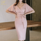 Elegant Bow Bodycon Pencil Sheath Retro Party Dress