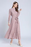 Elegant Bow Lace O-neck Hollow Out  A-line Vintage Maxi Dress