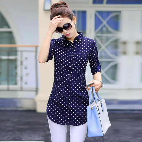 Long Style Cotton Top Long Sleeve Shirt