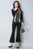 Elegant Wool Knitted Pullover Striped Print Knitwear Warm Sweater