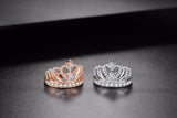 Princess Style Cubic Zirconia Hollow Heart Crown Ring