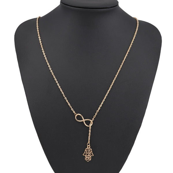 Punk Gold Clavicle Chain Small Infinity Hand Necklaces & Pendant