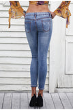 Pearl Hole Jeans Casual Pocket Skinny Pencil Destroyed Ripped Denim Jean