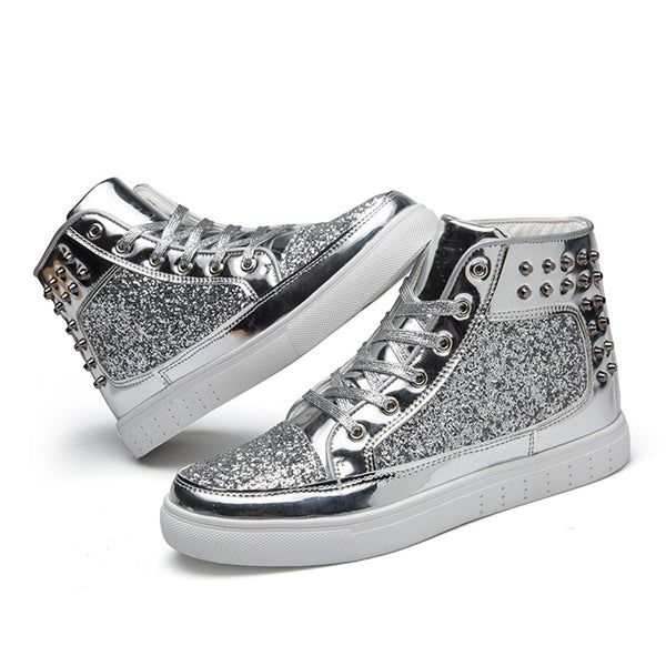 Rivet Rhinestone Lace-up Casual Bling Ankle Shoes