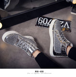 Rivet Rhinestone Lace-up Casual Bling Ankle Shoes