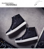 Rivet Rhinestone Lace-up Casual Bling Ankle Shoes