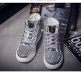 Rivet Rhinestone Lace-up Casual Bling Ankle Shoes