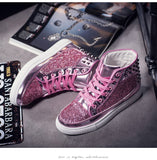 Rivet Rhinestone Lace-up Casual Bling Ankle Shoes