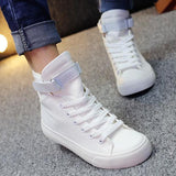 White Denim Sneaker High Top Flat Shoe