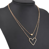 Hot Sale Double Layer Statement Hollow Sequins Love Hearts Necklaces & Pendant