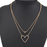 Hot Sale Double Layer Statement Hollow Sequins Love Hearts Necklaces & Pendant