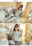 Cute Kitty Flannel Warm Winter Long Sleeve Sleepwear Suit Sets