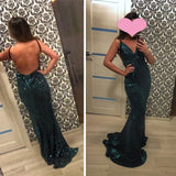 Hollow Out Floor V Neck Backless Mermaid Maxi Party Dress