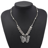 Boho Tibet Silver Statement Butterfly Double Layer Small Butterflies Flying Chain Pendant