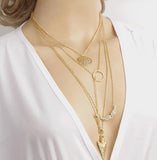 Personality Circle Lariat Pendant Gold Color High Quality Choker Necklace