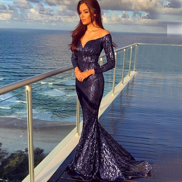 Elegant Long Sleeve Sexy Maxi Dress