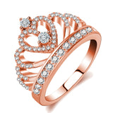 Princess Style Cubic Zirconia Hollow Heart Crown Ring