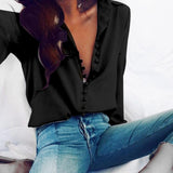 Sexy Button Long-sleeved Spring Chiffon Blouse Shirt