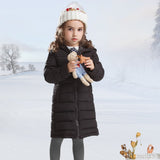 Cute Fur Hooded Thick Cotton Warm Solid Kid Parka