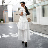 Sexy One Shoulder Lace Female ruffle Backless Elegant Party Dress