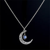 Hot Moon Glowing Necklace Gem Charm Silver Plated Halloween Gifts