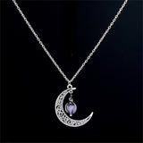 Hot Moon Glowing Necklace Gem Charm Silver Plated Halloween Gifts