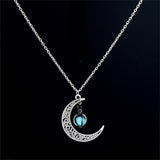 Hot Moon Glowing Necklace Gem Charm Silver Plated Halloween Gifts