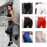 Print Fitness Workout Striped Fitness High Waist Slim Leggings