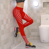 Print Fitness Workout Striped Fitness High Waist Slim Leggings