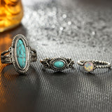 9pcs/Set Boho Rings Set Antique Silver Rings