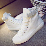 White Denim Sneaker High Top Flat Shoe