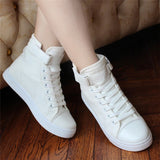 White Denim Sneaker High Top Flat Shoe