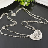 Split Half Heart Rhinestone Best Friend Pendant Long Necklace