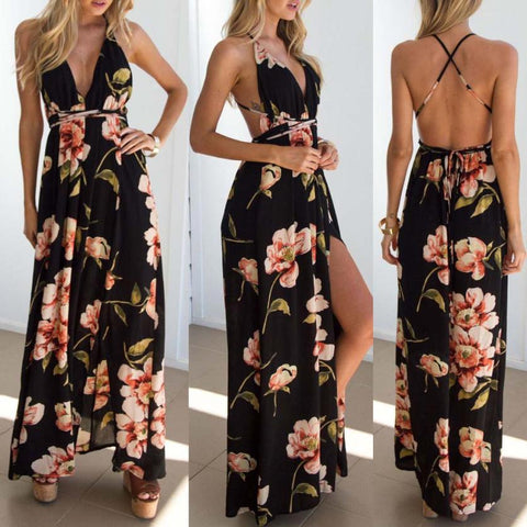 Floral Vestidos Mujeres Sexy Maxi