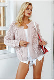 Hairball knitted cardigan Casual o neck long sleeve pink cardigan