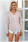 Hairball knitted cardigan Casual o neck long sleeve pink cardigan