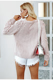 Hairball knitted cardigan Casual o neck long sleeve pink cardigan