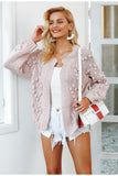 Hairball knitted cardigan Casual o neck long sleeve pink cardigan