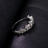 Vintage Silver Crystal Drill Hollow Crown Shaped Queen Temperament Ring